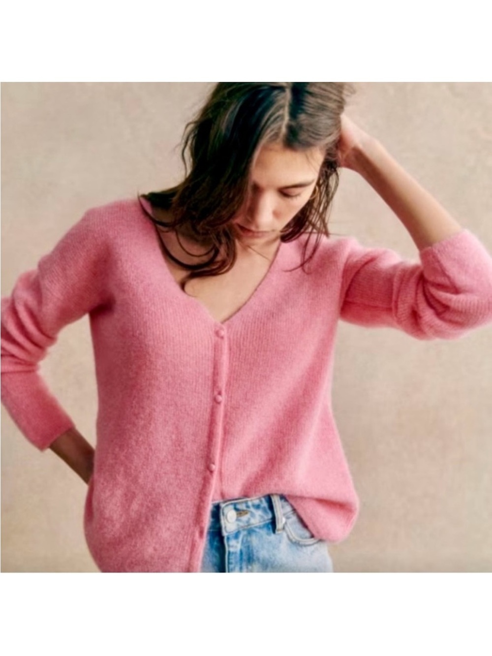 Sézane Barry Cardigan In Candy Pink Size XS